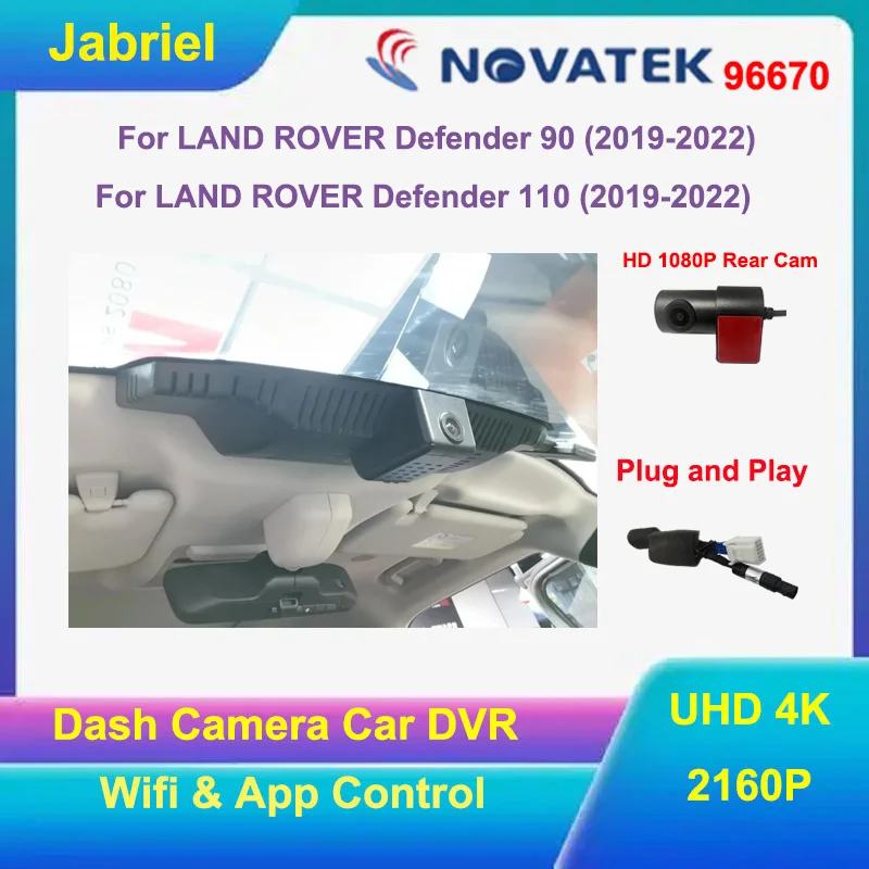 Câmera Veicular 4K para LAND ROVER Defender 110, Gravador de Vídeo Wifi para LAND ROVER Defender 90 2019 2020 2021 2022 2023, Câmera DVR para Carro