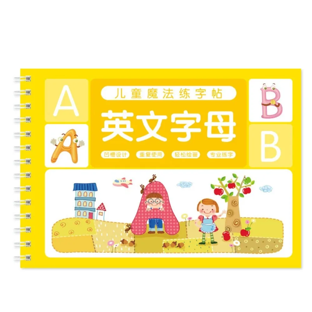 Reusable Children 3D Copybook For Calligraphy Numbers Handwriting Copybooks Learning Math Writing Practice Book For Kids