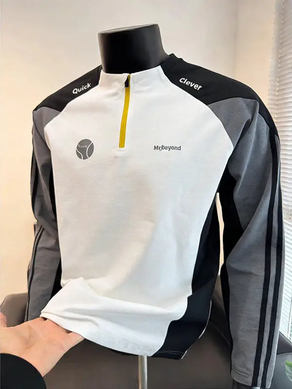 

American Sle Long Sve T-irt Men's Spring Running Fitn Training Outdoors Cycling Badminton f Zipper Sportswear