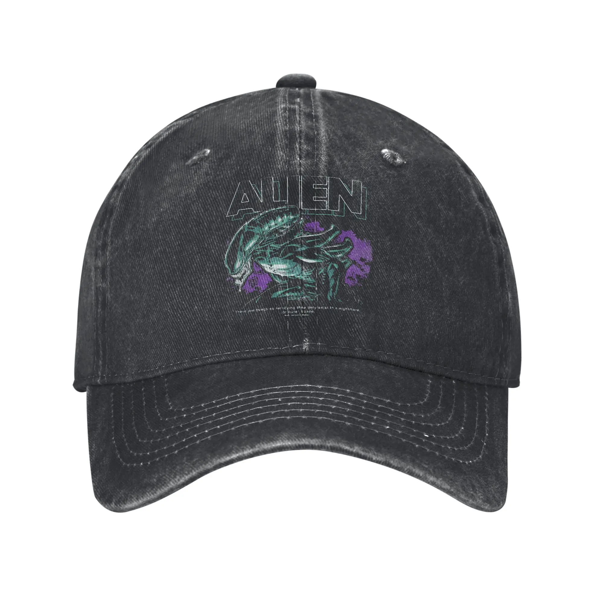Aliens Iconic Xenomorph Nebula Distressed Unisex Baseball Caps Distressed Washed Caps Hat Outdoor Workouts Adjustable Headwear