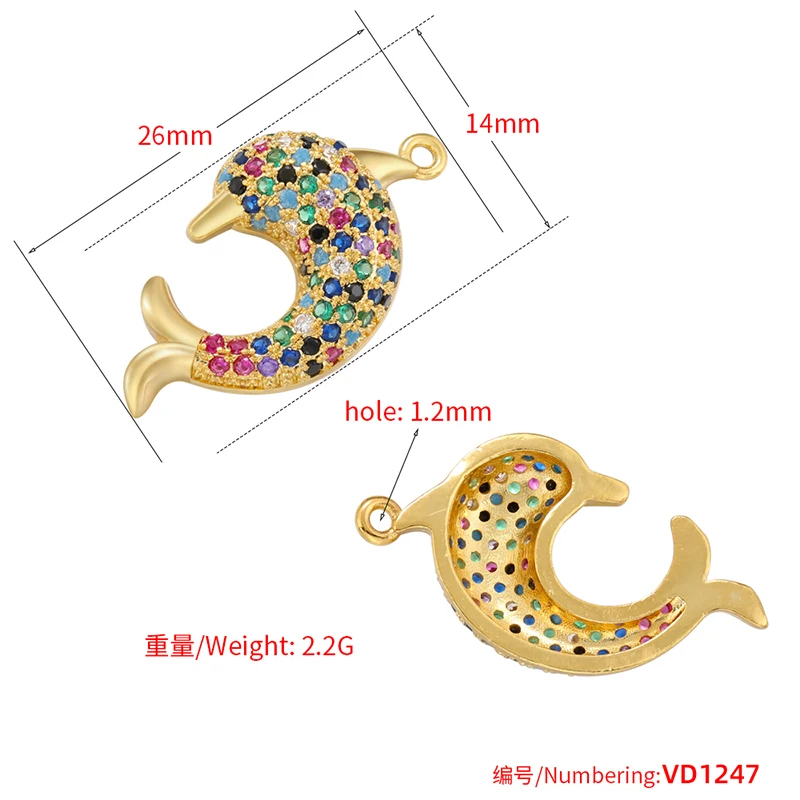 ZHUKOU whale charms for jewelry making crown pendants for handmade jewelry making supplies accessories wholesale VD1247
