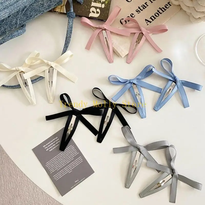 N5KB Bowknot Hair Clip Ribbon Bow Hair Scle