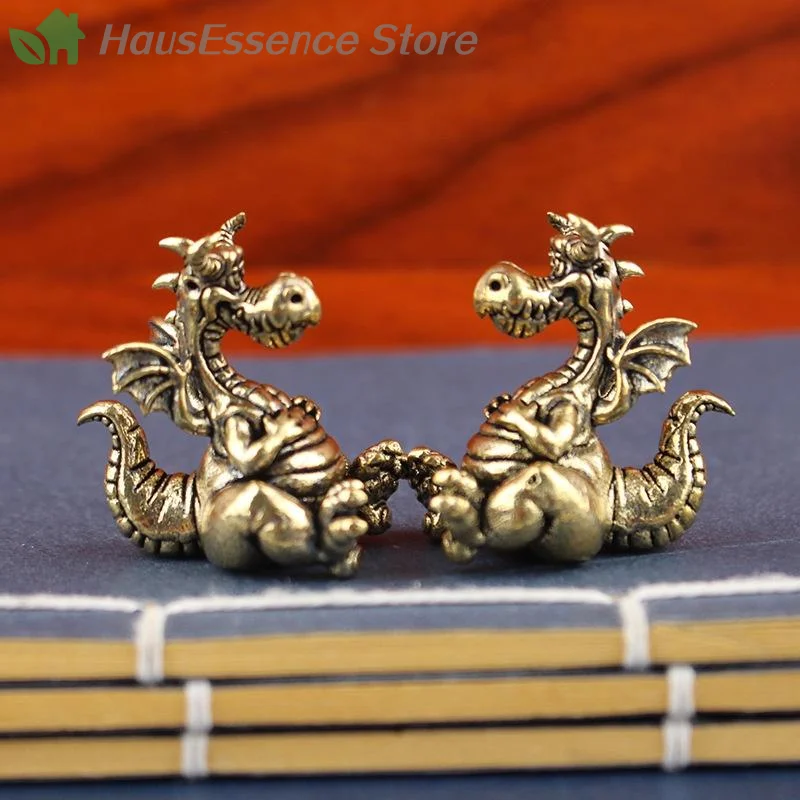 ※Multi-Purpose Fengshui Chinese Flying Dragon Statue Figurines Retro Vintage Brass Lucky Animal Decorating Household