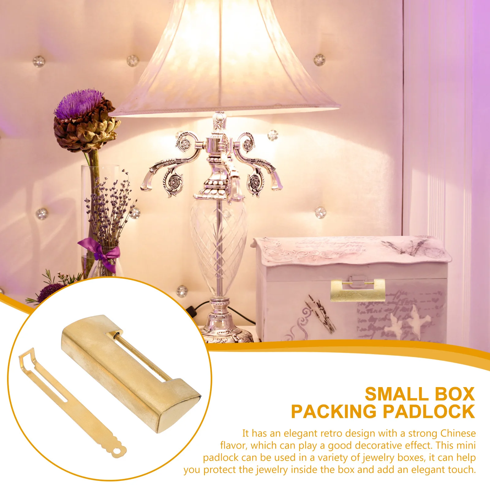 

1Set Chinese Retro Padlock Mini Copper Jewelry Box Lock Durable Sturdy Keyed Latch for Small Vintage Boxes