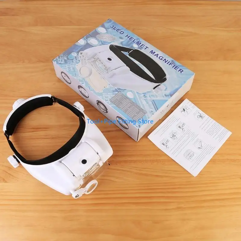 F92B Glasses, Head Magnifier Glasses with 3 LED Lights,1.5X 2X 8X Magnifier for Reading