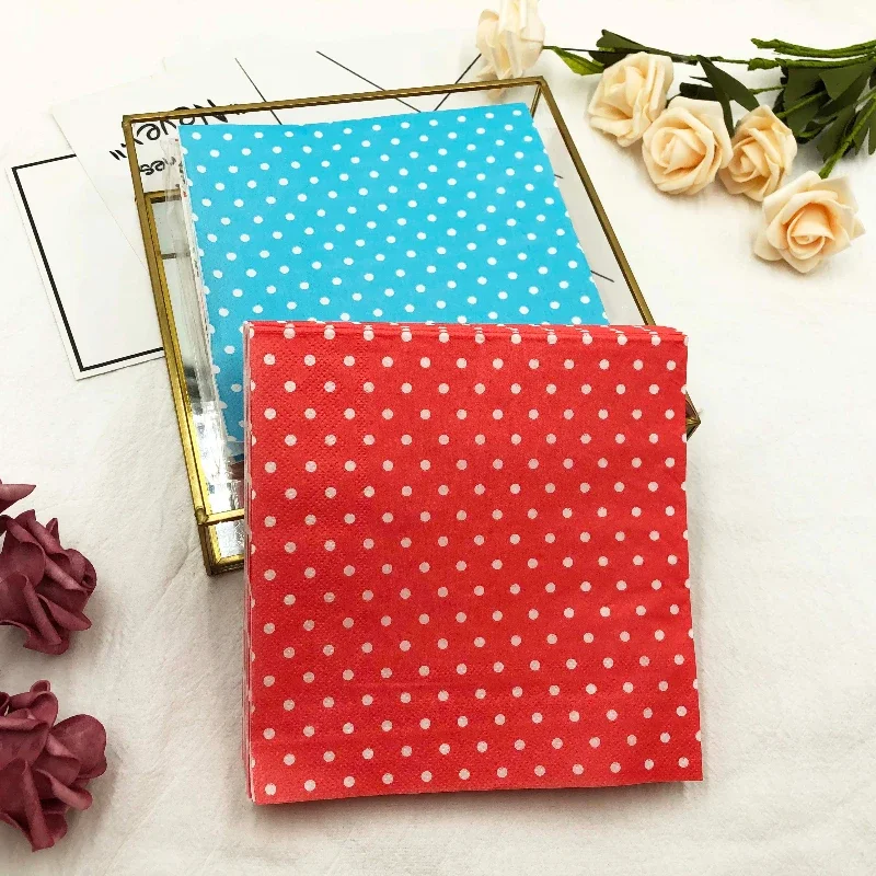 

10/20pcs/Pac 33*33cm 2-Ply Custom Colourful Printed Napkins New Two Colour Polka Dot Folded Napkins All Party Napkins Placemats