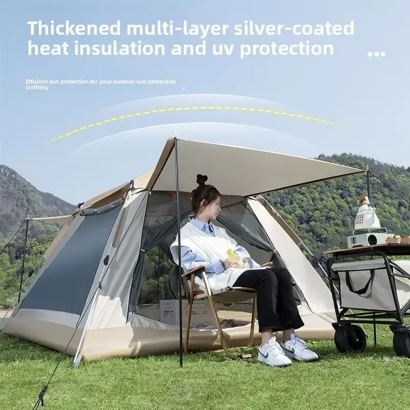 Portable Outdoor Oxford Material Folding Canopy Tent Full Set Overnight Thickened Pop up Camping Gear