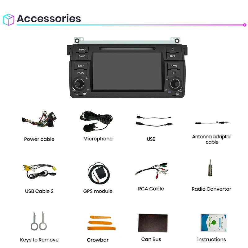 Radio de coche Junsun de 7 pulgadas con Android para BMW E46 M3 318 320 325 330 335, multimedia inalámbrico, CarPlay, Android Auto, estéreo, WiFi, GPS, Navi, SWC, 4G-LTE, Bluetooth, pantalla táctil multimedia, unidad principal. 8