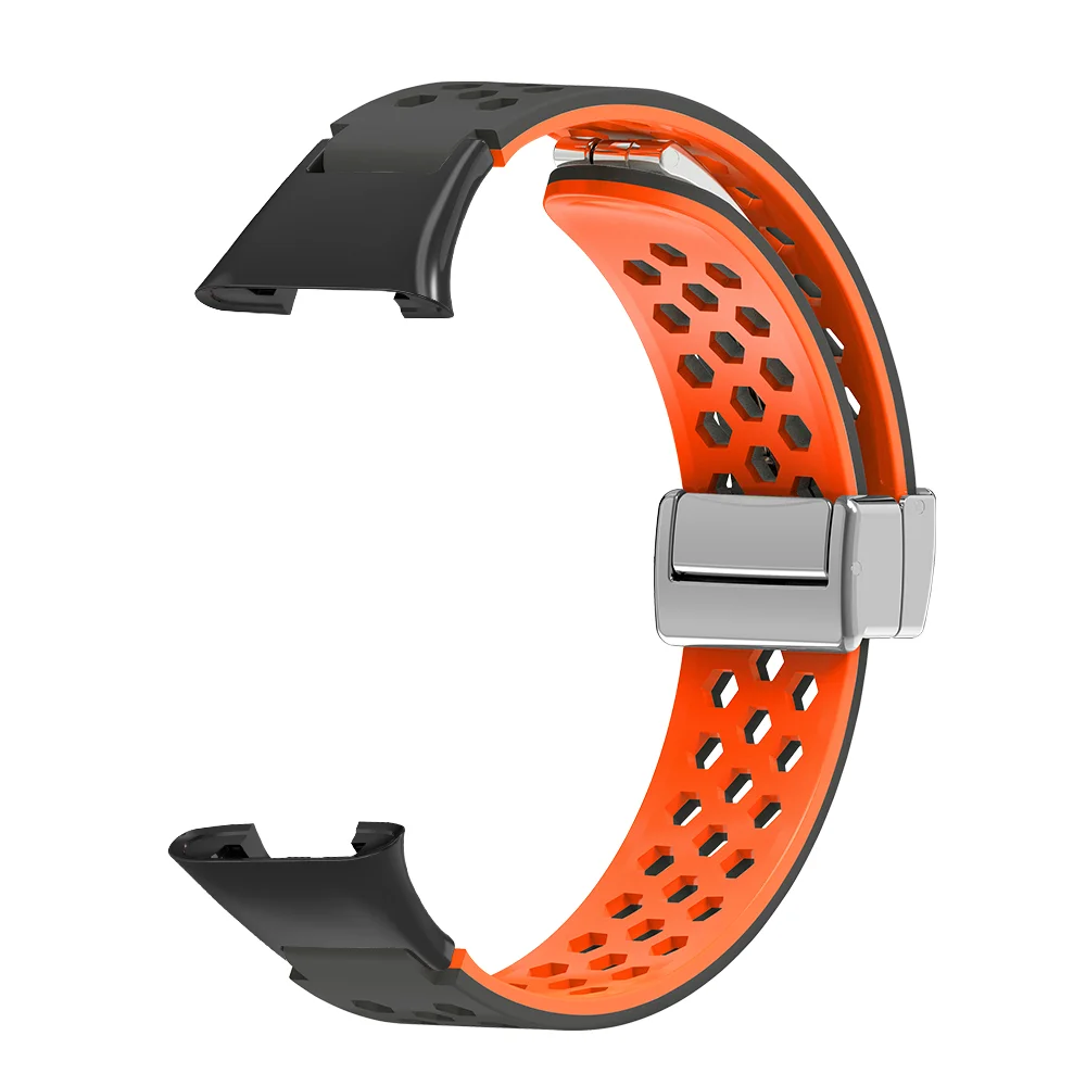 

Silicone Watch Strap with Adjustable Upgraded Magnetic Buckle & Breathable Hexagonal Air Holes For Xiaomi Band 7 Pro Men Women