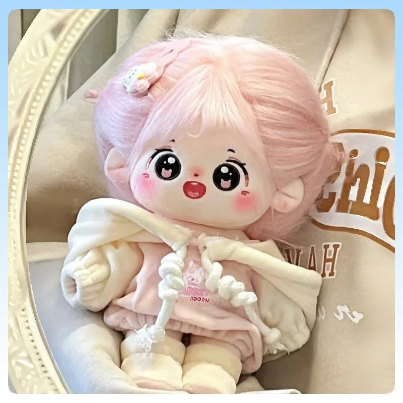 

20cm Plush Doll Clothing Set Cute Doll Hooded Sweatshirt in 2 Colors Casual Soft Outfit for Cotton Doll Accessories