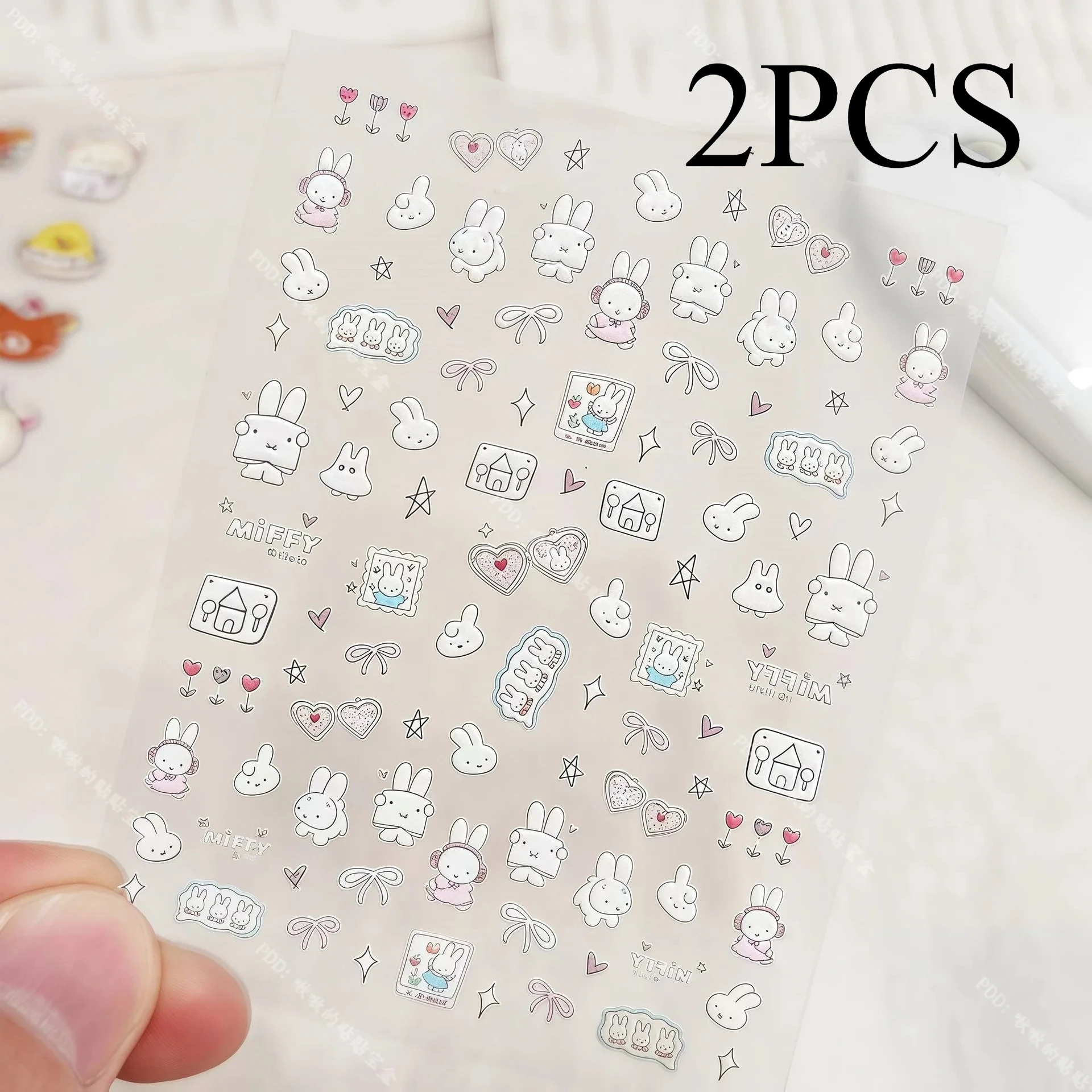 Kawaii Miffy Cartoon Niedliche Geprägte 3D Nagelkunst-Aufkleber Wasserbecher Kameras DIY Aufkleber Dekorationen Geschenk Spielzeug für Mädchen S