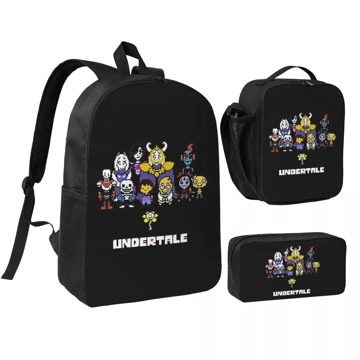

Undertale Gamer Gaming Backpack Student Boys Girls BookBag School Bag Computer Shoulder Bags 3ps Insulated Lunch Bag Pencil Case