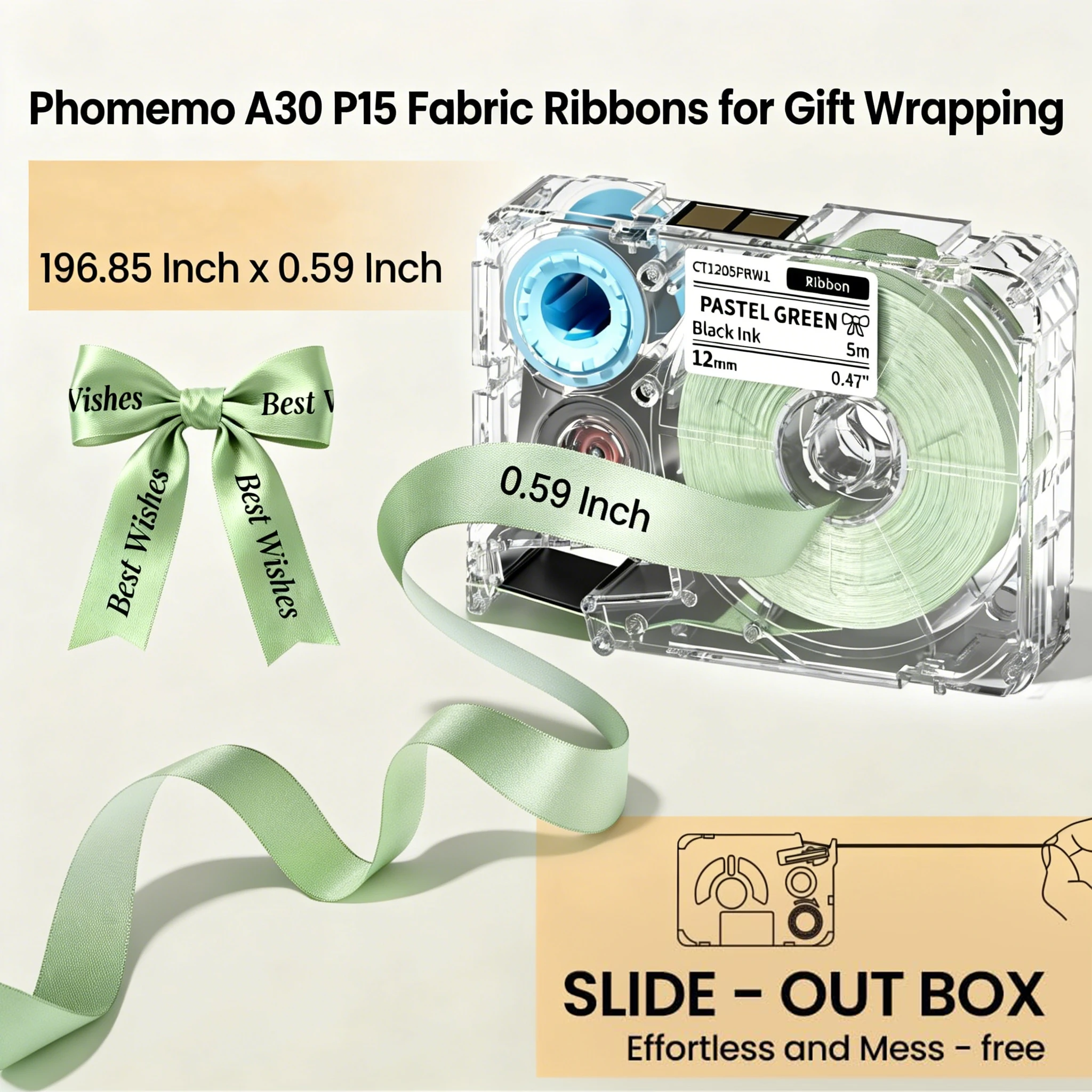 Wasserfestes Etikettenband Kompatibel mit Phomemo A30 P15 Etikettendrucker Premium Exklusive Dekorative Stoffbänder