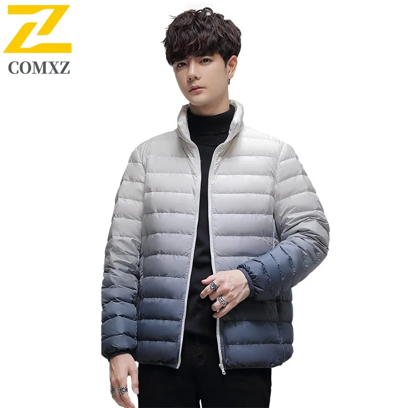 COMXZ Bread Jacket Gradient Versatile Loose Lightweight Casual Skiing Puffer Jacket Urban Minimalist Winter Jacket Men Clothing