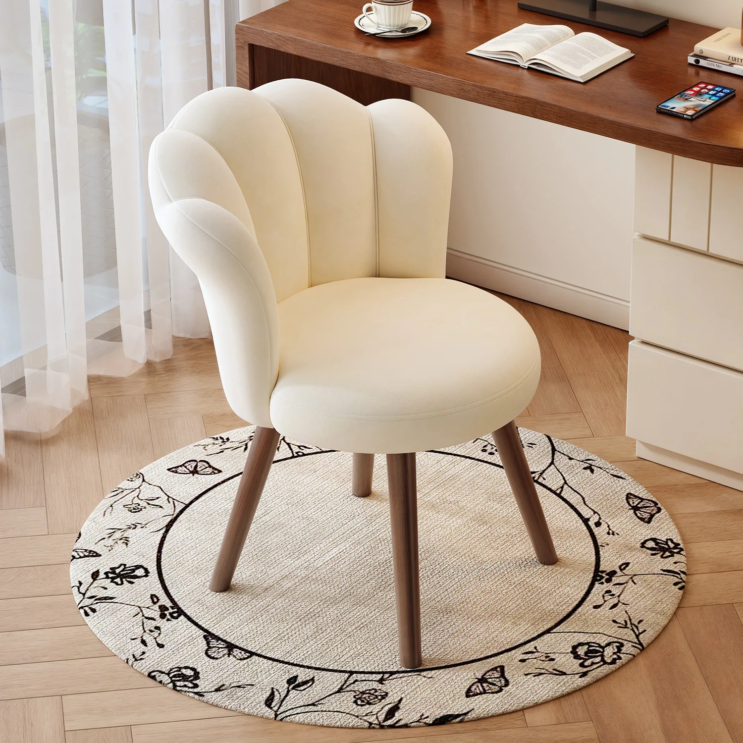 

Bedroom Dressing Table Stool for Master Internet Celebrity Inspired Makeup Chair Simple Solid Wood Legs Rotating