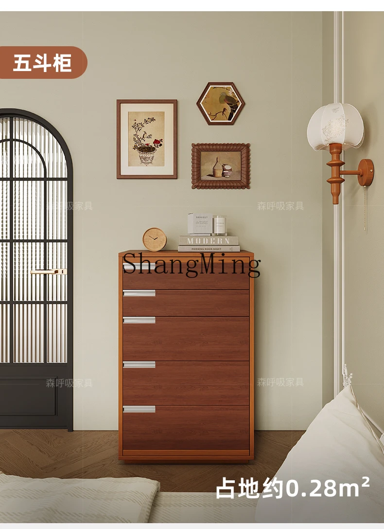 

FG medieval bedroom chest combination bedside solid wood locker living room wall cabinet