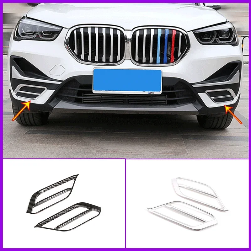 

For 2020-2021 BMW X1 F48 ABS Carbon Fiber Car Front Fog Lamp Bumper Side Decorative Cover Stickers Car Exterior Accessories