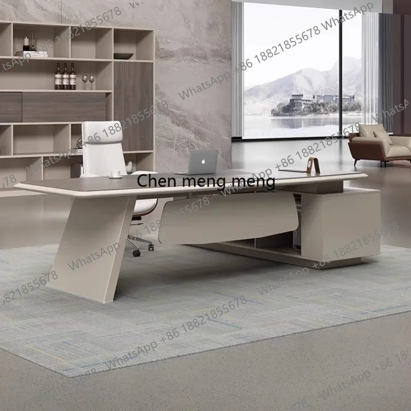 

E136 Shaped President Manager Desk Gaming Organizer Computer Standing Office Tables Computer Sedentary Workshop Writing Furnitu