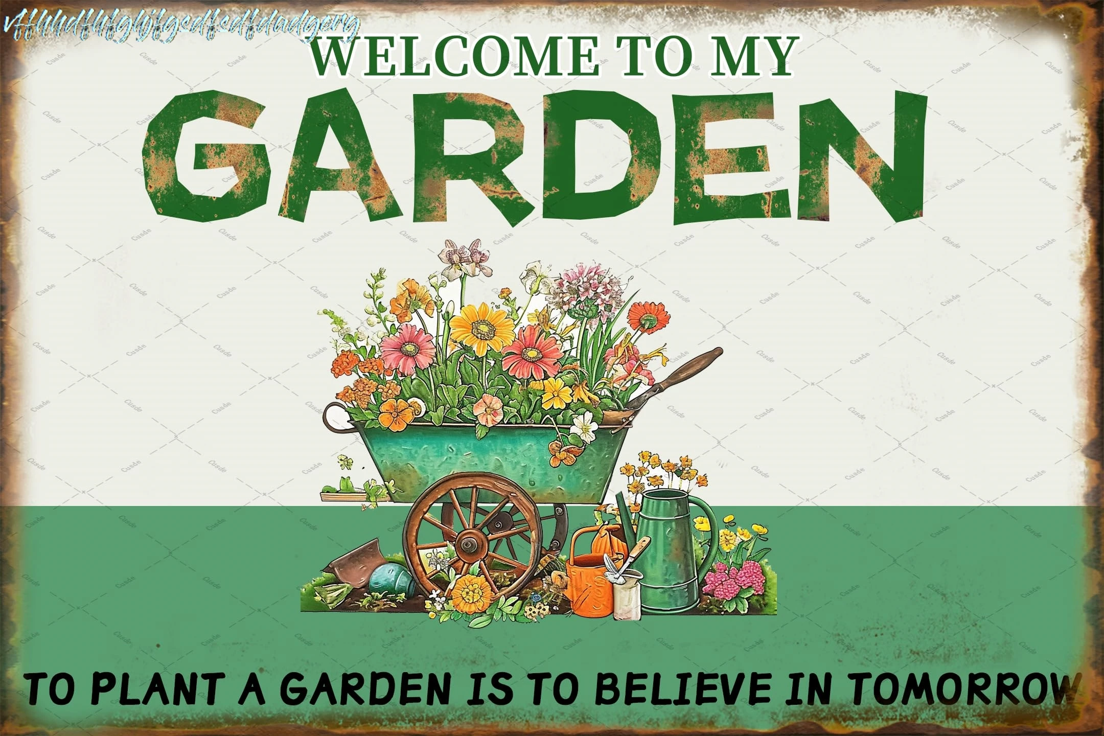Cusde Garden Metal Tin Sign Welcome to My Garden Wall Art Poster Home Decoration for Farmhouse House Yard 8x12 Inch sign