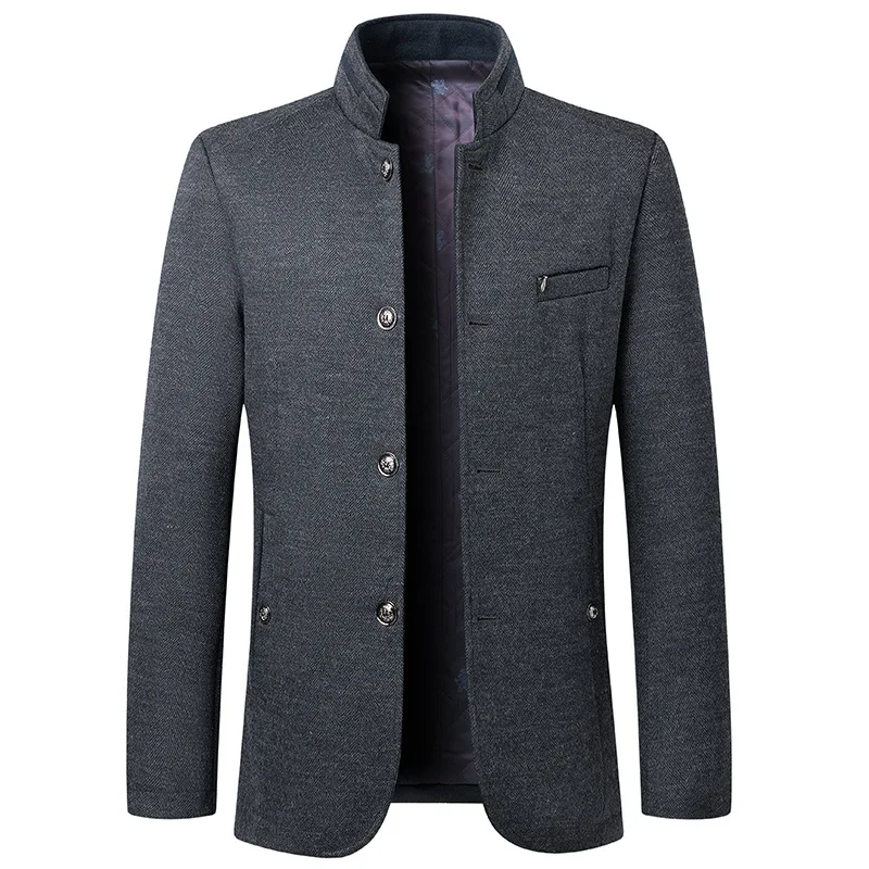 New Winter Men Stand-up Collar Business Casual Woollen Trench Coats Male Cashmere Blazers Jackets Suits Coats Overcoats size 5XL