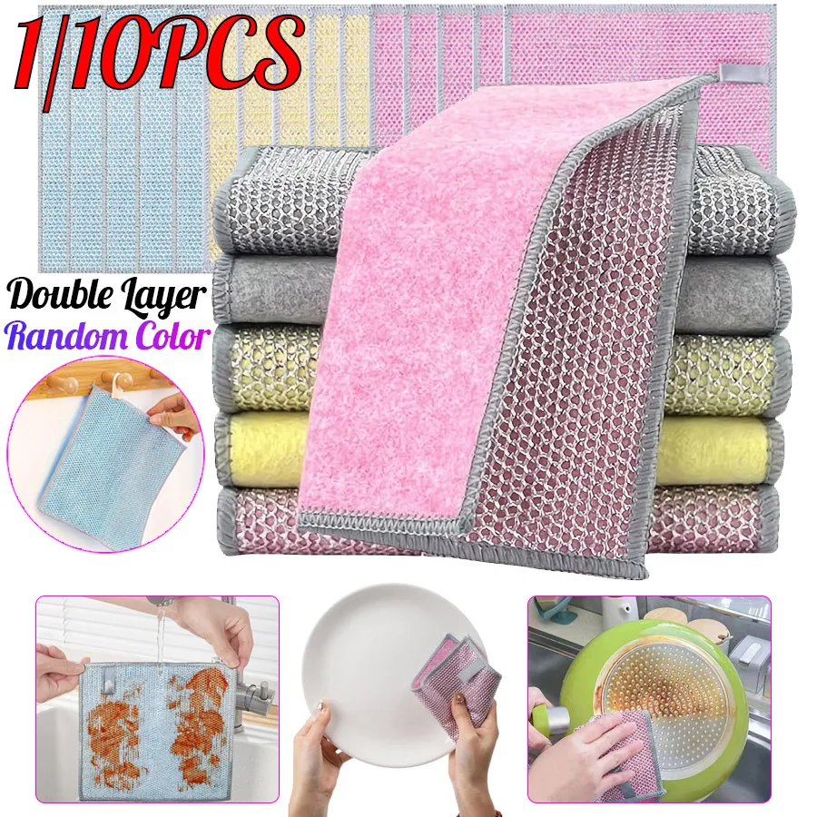 10/1PCS Coconut Scrubber Pads, Reusable Double Sided Non-Scratch Cleaning Cloth for Pots Pans Cookware Kitchen Cleaning