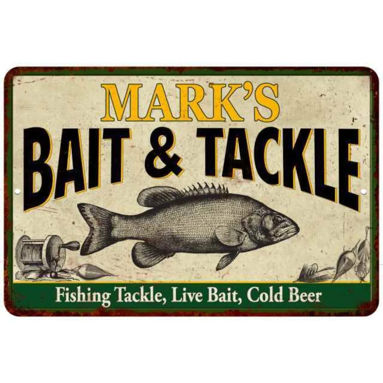 Personalized Metal Bait & Tackle Sign Man Cave Wall Decor Waterproof