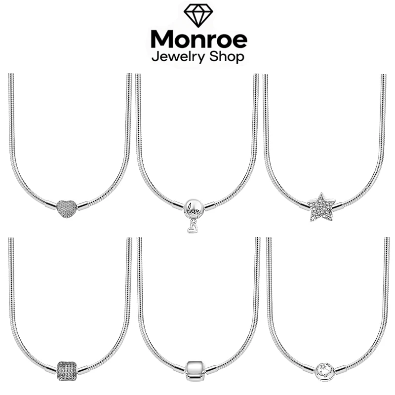 

Hot-Selling 925 Silver Square Buckle Couple Necklace Suitable For 925 Sterling Silver Pendant DIY Birthday Holiday Gift