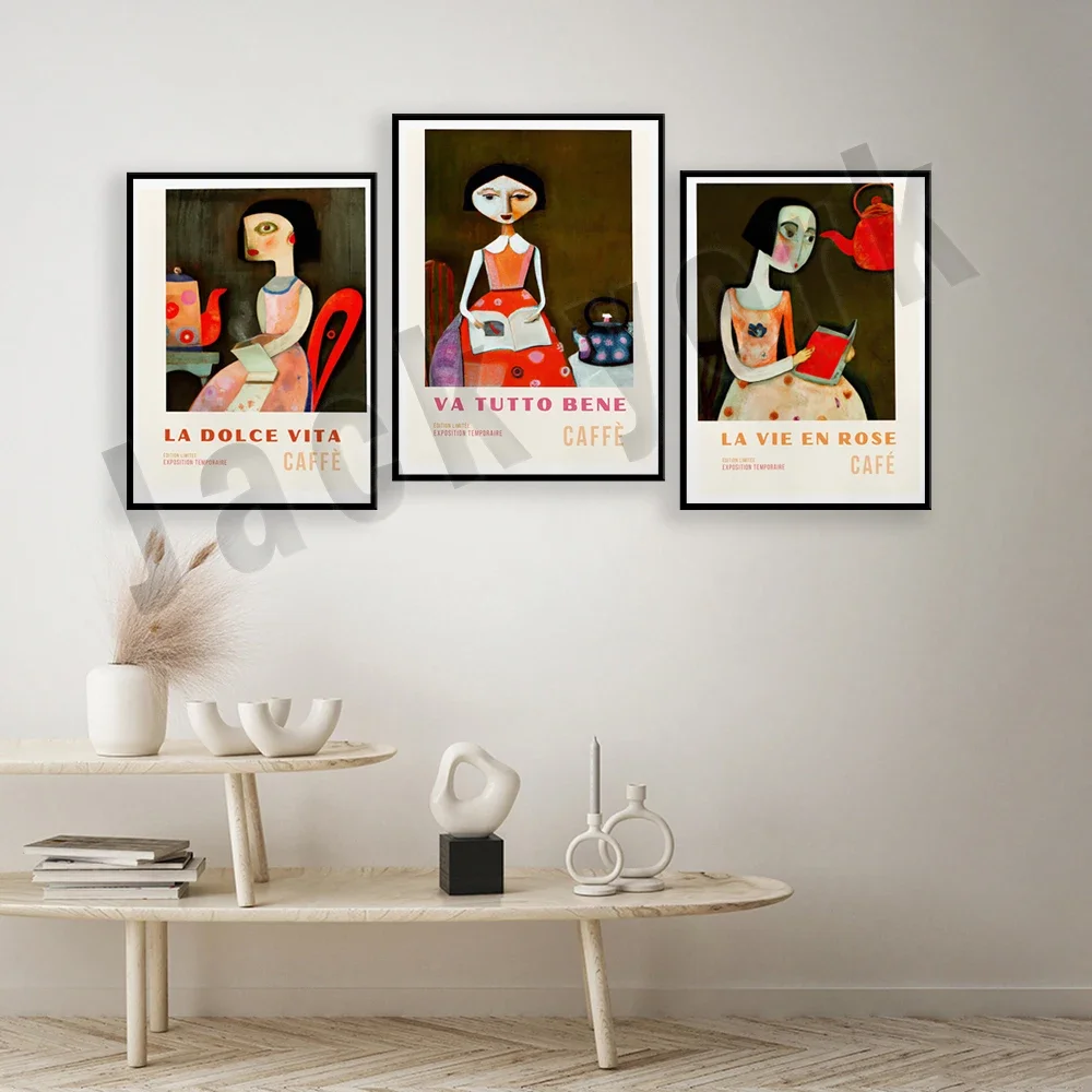 Beverage poster, modern kitchen decor, vintage picasso poster, pop art, exhibition poster, illustration, gift for coffee lovers