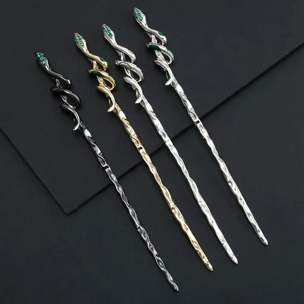 Silver Cheongsam Green Girl Hair Accessories Metal Snake Hairpin Ancient Style Hairpin Hanfu Hair Sticks Chinese Style Headwear