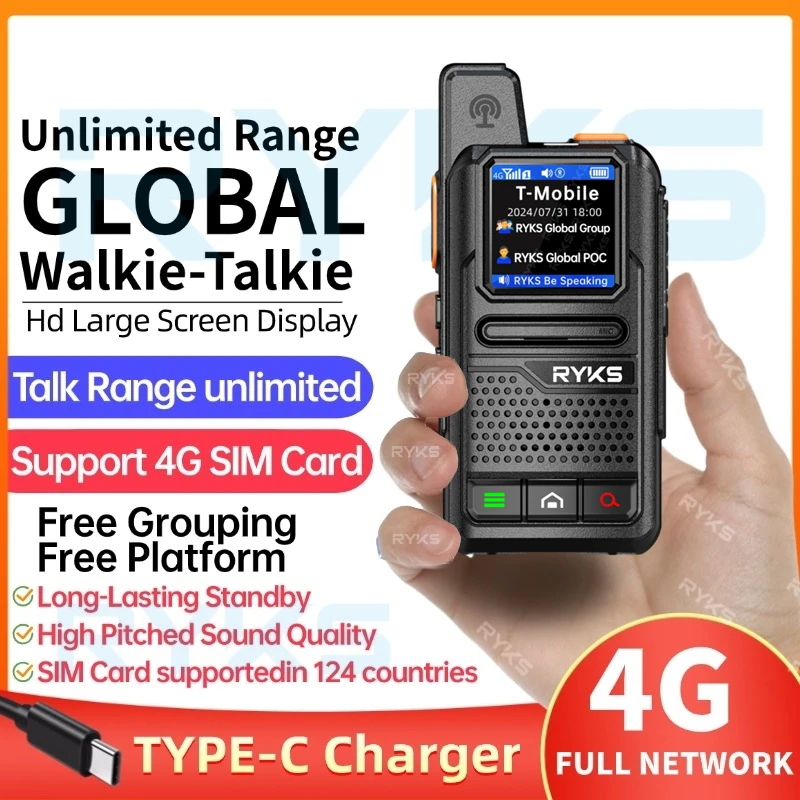 4G Poc Internet Tweeweg Radio Mini Simkaart Globaal-Intercom Walkie Talkie Lange Afstand 5000Km Paar (Geen Kosten) Intercomplatform