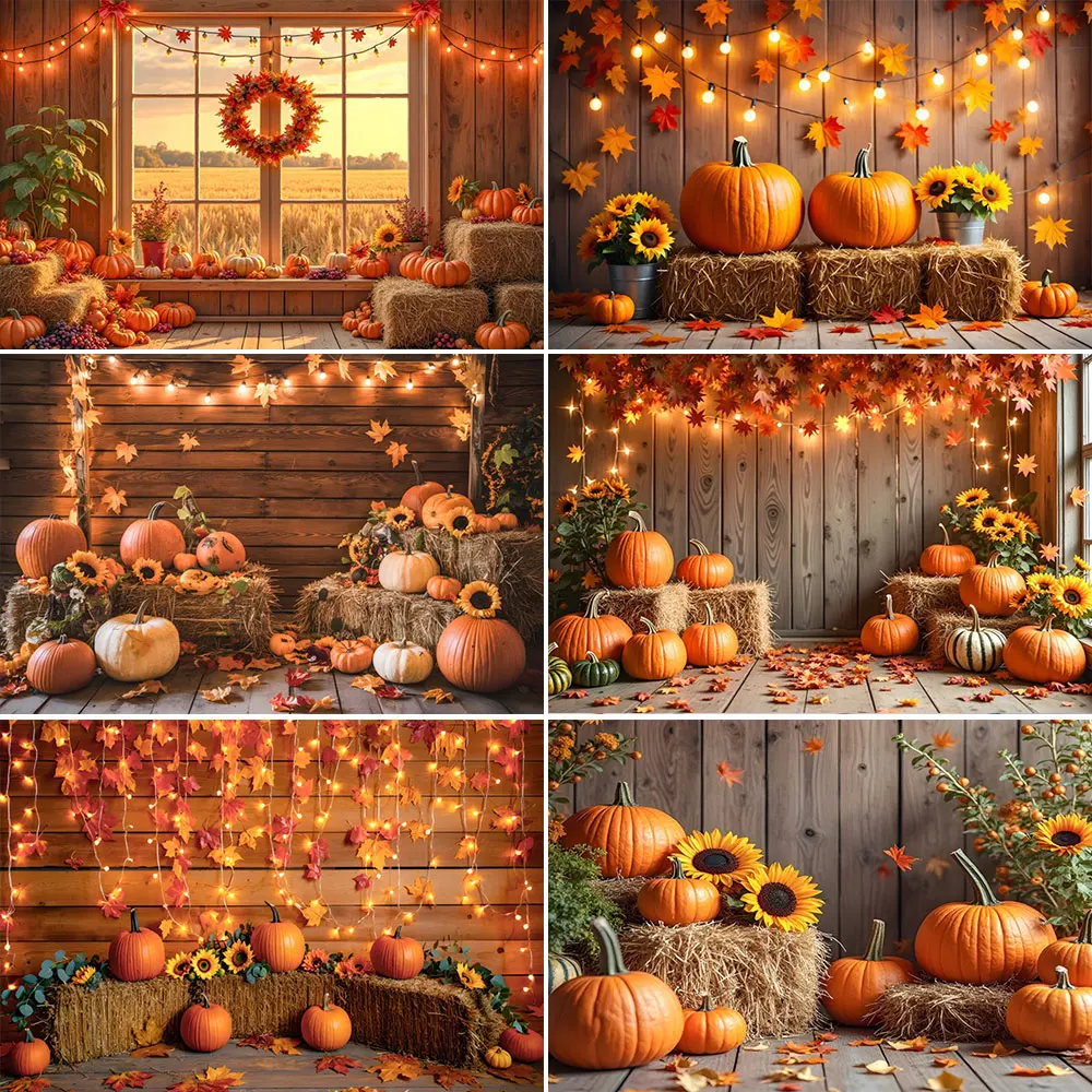 

Fall Thanksgiving Party Backdrops Decoration Banners Farm Harvest Pumpkin Sunflower Baby Shower Portrait Background Photo Props