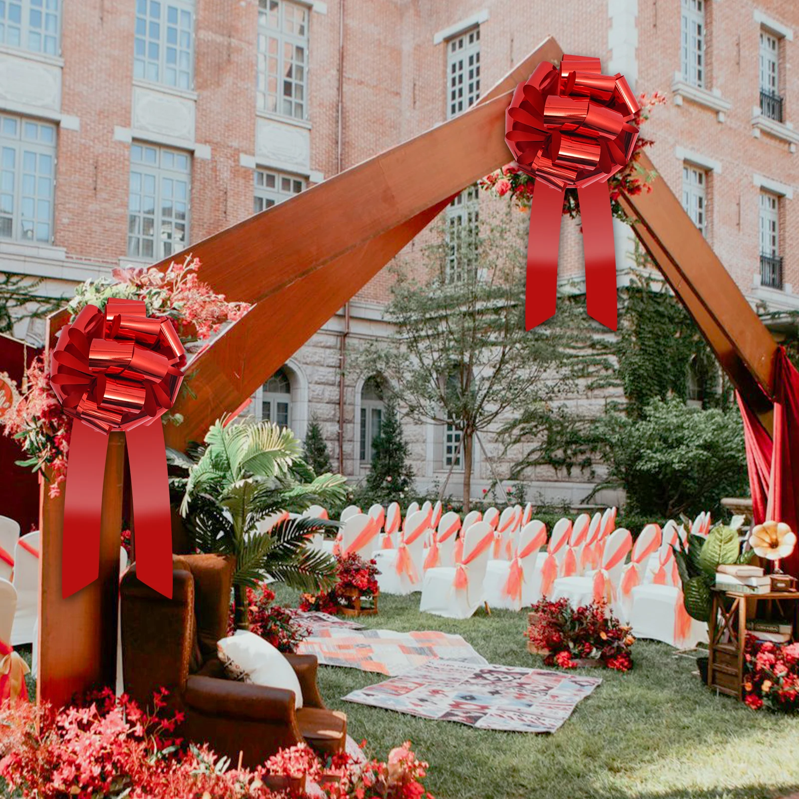 14 بوصة هدية كبيرة سحب القوس كبير معدني أحمر سيارة الانحناء الشريط لهدايا عيد ميلاد الزفاف التفاف عيد الميلاد ديكور المنزل