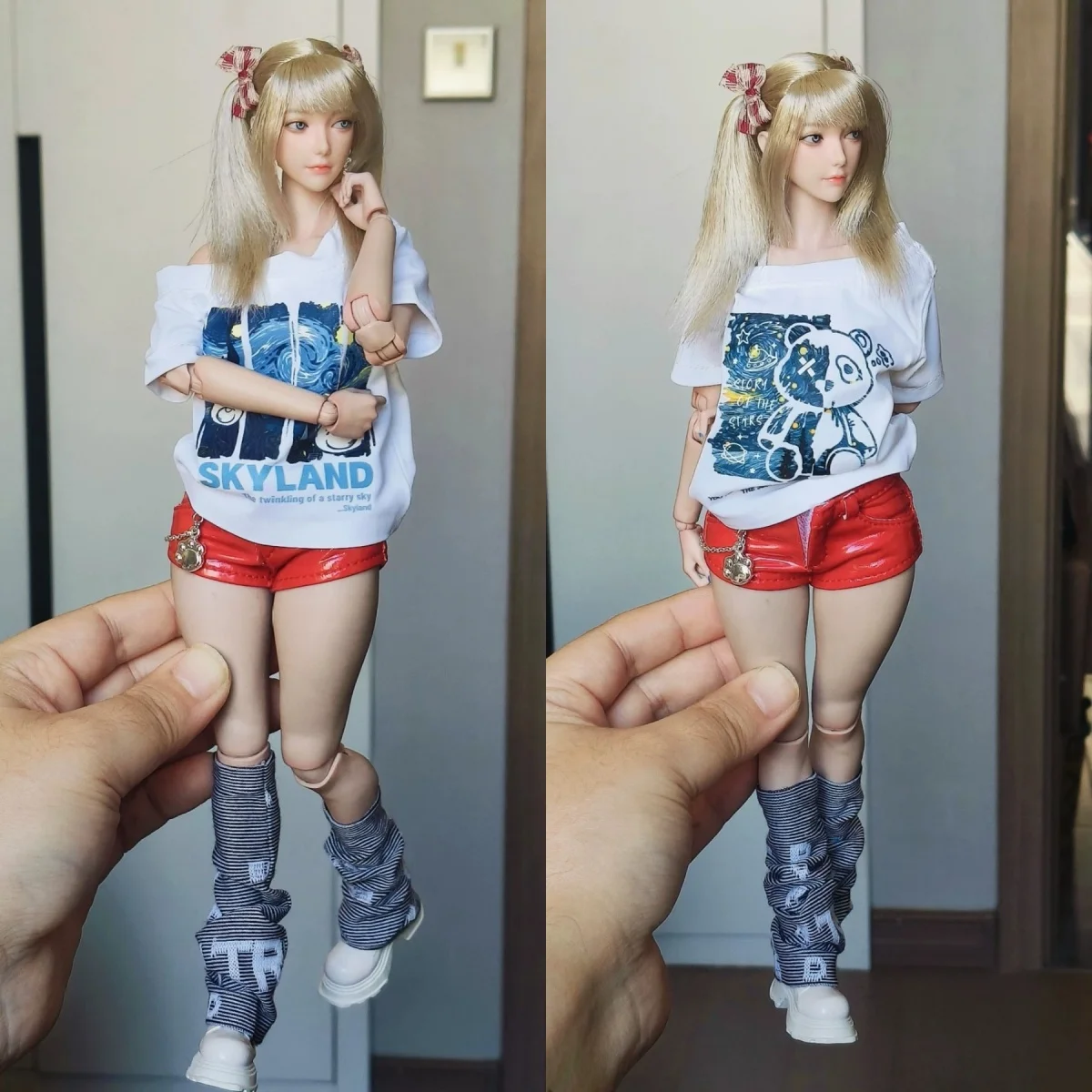 

【Clothing Only】1/6 Scale Female Soldier Clothing Accessories Printed T-shirt Shorts Skirt Stacked Socks Fit 12''Action Body Toys