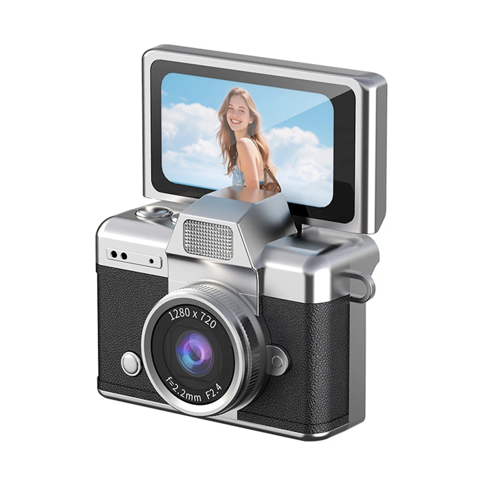 Portable For Mini Camera for Keychain with 180 Degree Flip Screen and Beauty Filters for Smooth Multi Angle Filming