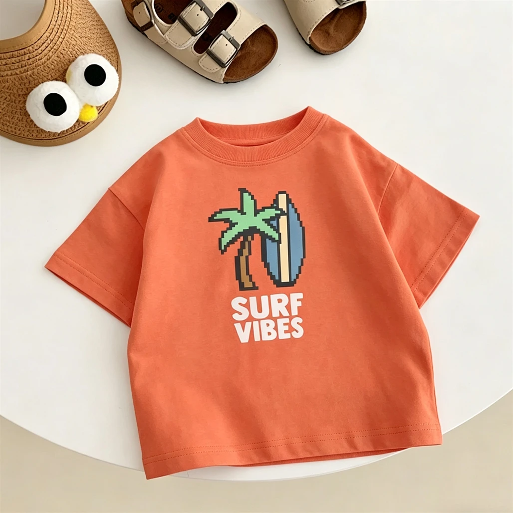 Cartoon T-shirt Casual Sports Wear Short-sleeved Tops 2026 Summer Clothes Round Neck Bottoming Shirt Child Thin All-match Tees
