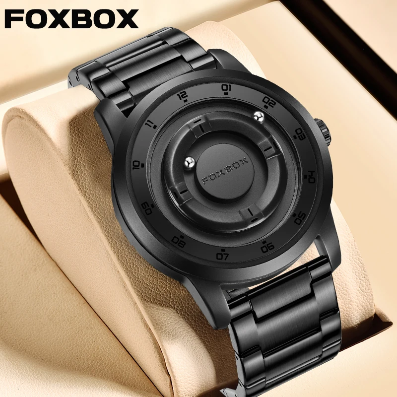 

LIGE FOXBOX винтажные магнитные мужские часы из нержавеющей стали с шариком, высокое качество, уникальный дизайн, повседневные кварцевые наручные часы для мужчин