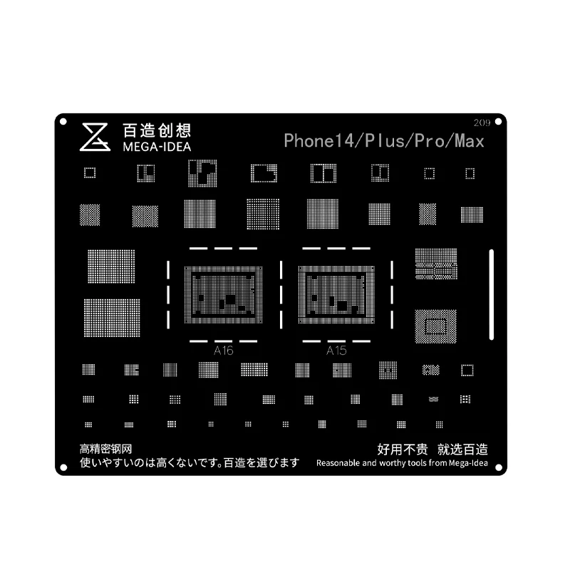 Aço preto BGA Reballing Stencil, solda Net, CPU IC Chip Tin Plantar, iPhone 14, 13, 12, 11 Pro MAX, XS, XR, X, 8P, 8, 7P, 6S, 6