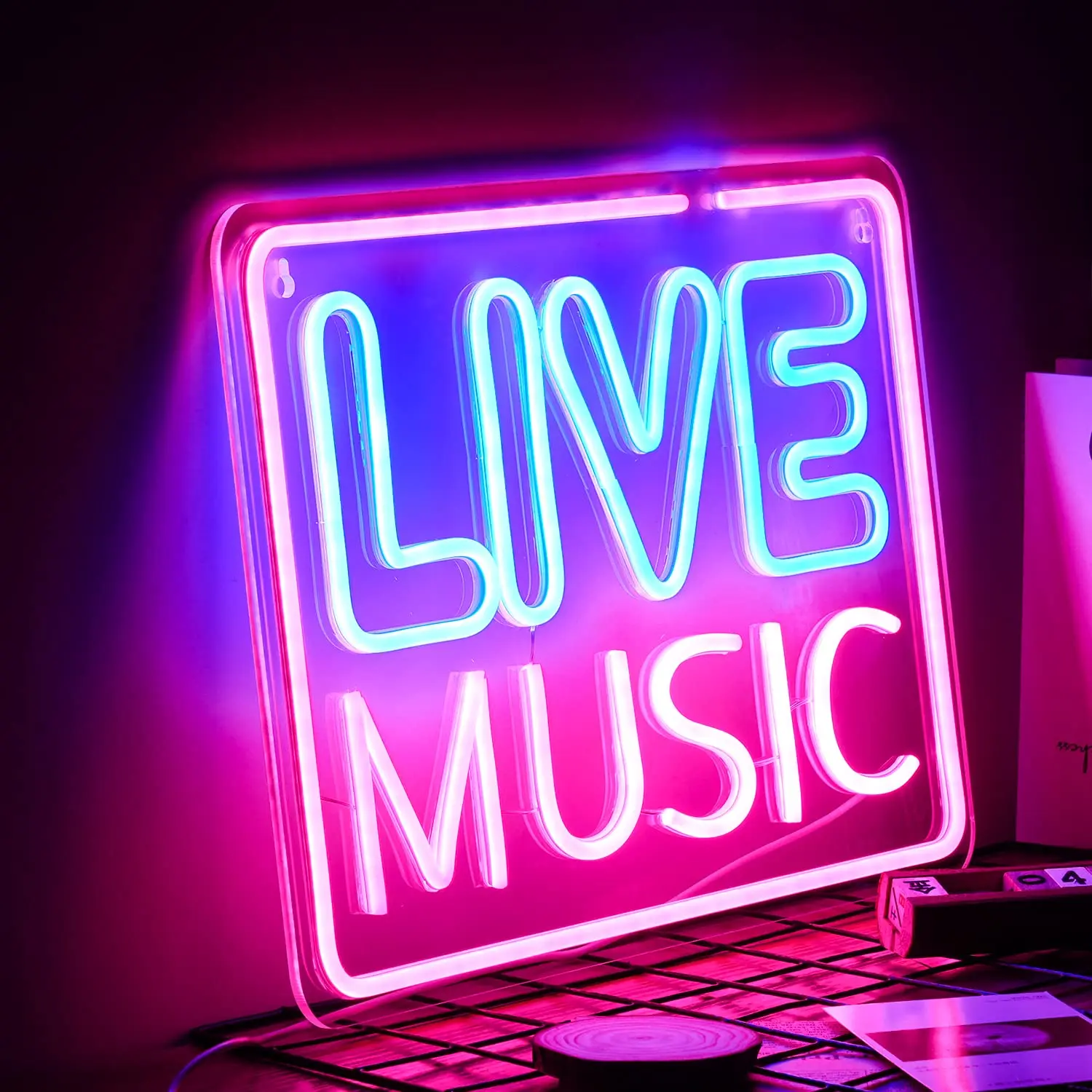 Live Music Neon Sign Music LED Neon Light Letter Light Sign Bar Light up for Beer Bar Music Studio Bedroom Wall Decor Party Club