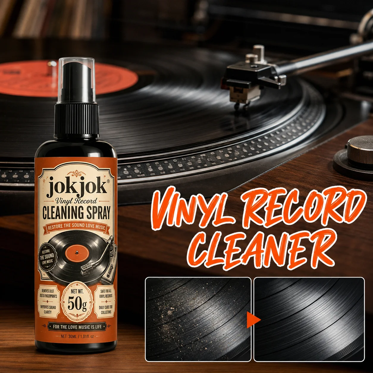 JOKJOK Vinyl Record Anti Static Care Spray LP Turntable Stylus Cleaner Dust Fingerprint Remover Audio Gear Maintenance Liquid