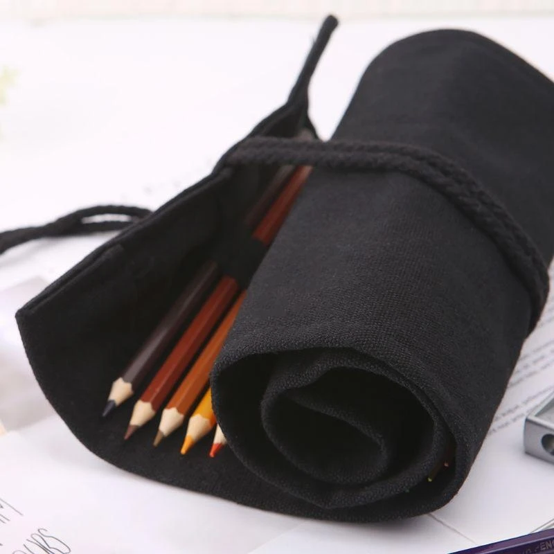 Black Color School Pencil for Case Roller 12/24/36/48/72 Holes Canvas