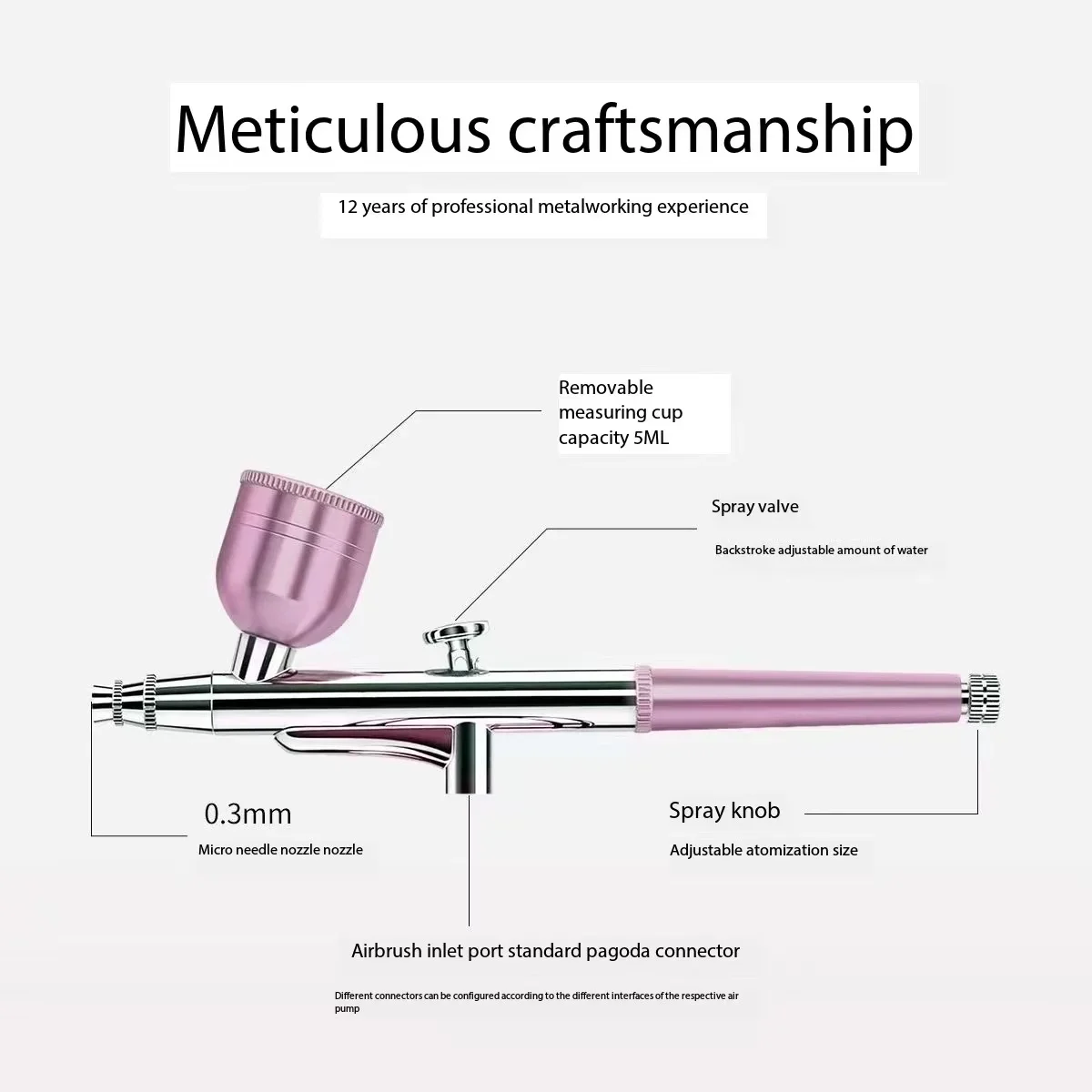 Portable Single Action Airbrush 0.3mm Nozzles Spray Gun Pen for Model Cake Nail Car Painting Beauty Inkjet image 4