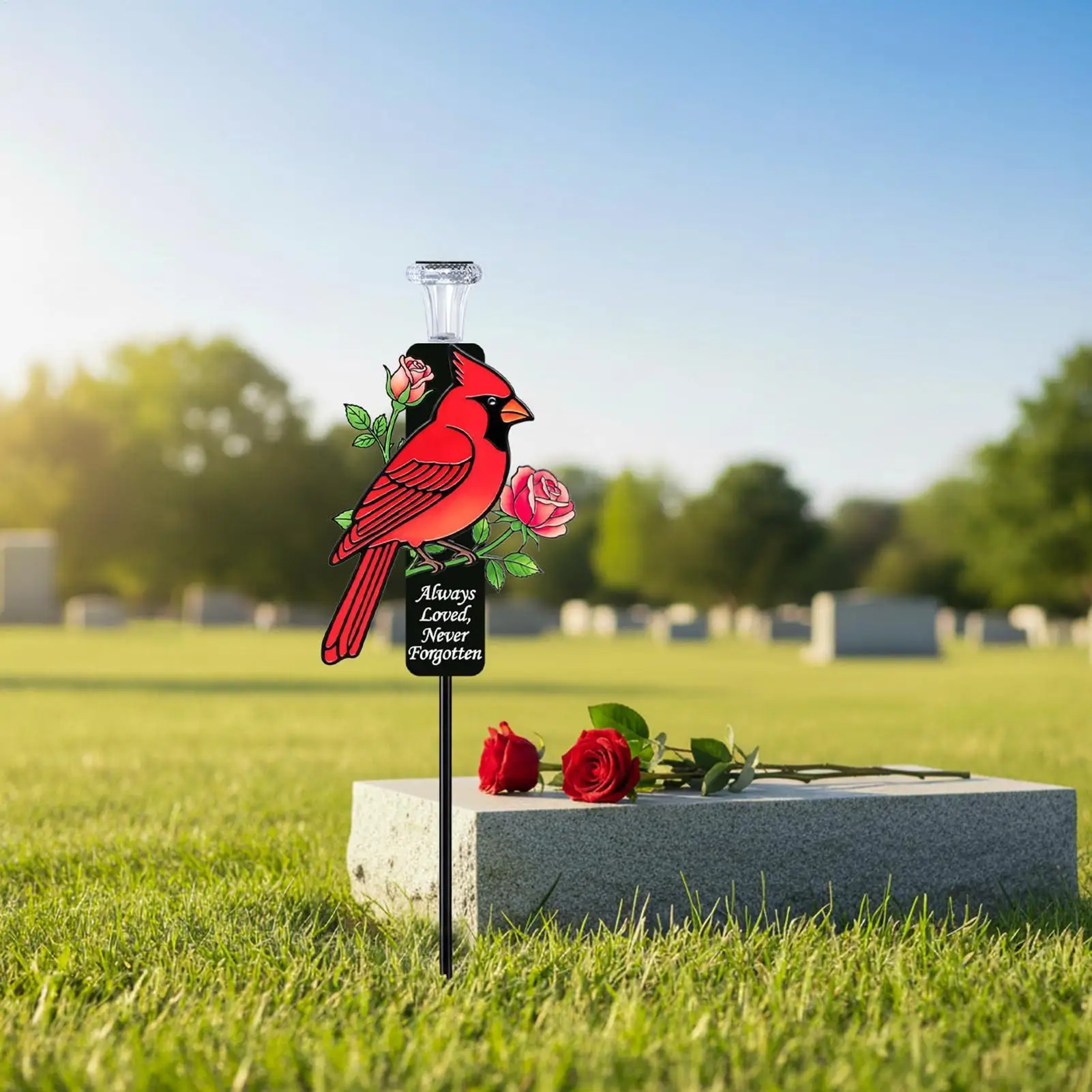 Metal Garden Stakes Easy Install Weather-Resistant Solar Cardinal Memorial Graves Stakes For Farmhouse Spring Nature Aesthetics