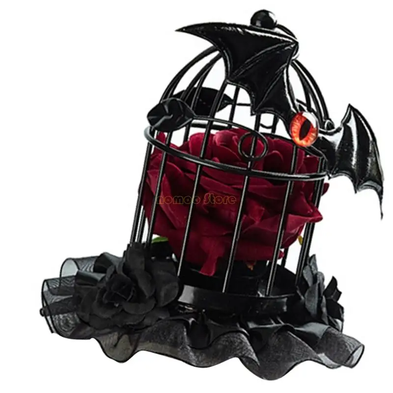 31BF الفيكتوري الأسود الدانتيل الحجاب قبعة القوطية حفلة خوذة لحدث تأثيري