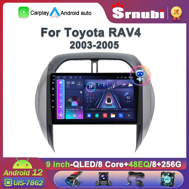 

Srnubi Android 12.0 Car Radio For Toyota RAV4 RAV 4 2003 - 2005 Multimedia Player 2Din Carplay Naviagtion 4G Wifi DVD Head unit