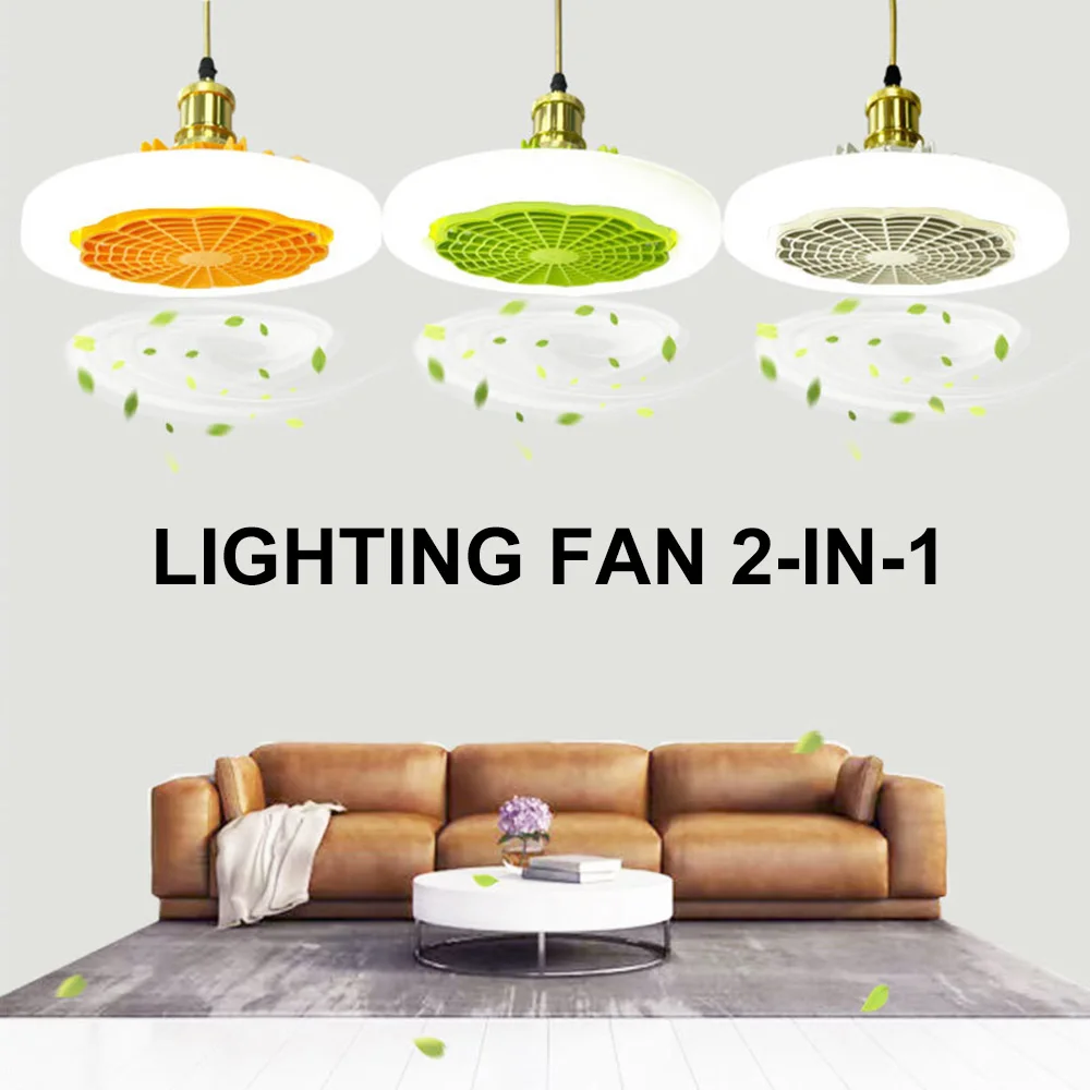 E27 LED Ceiling Fan Lamp 3-Gear Speed Cooling Fan Remote Control Fan Light Dimmable Ceiling Light Electric Fan Ventilator Lamp