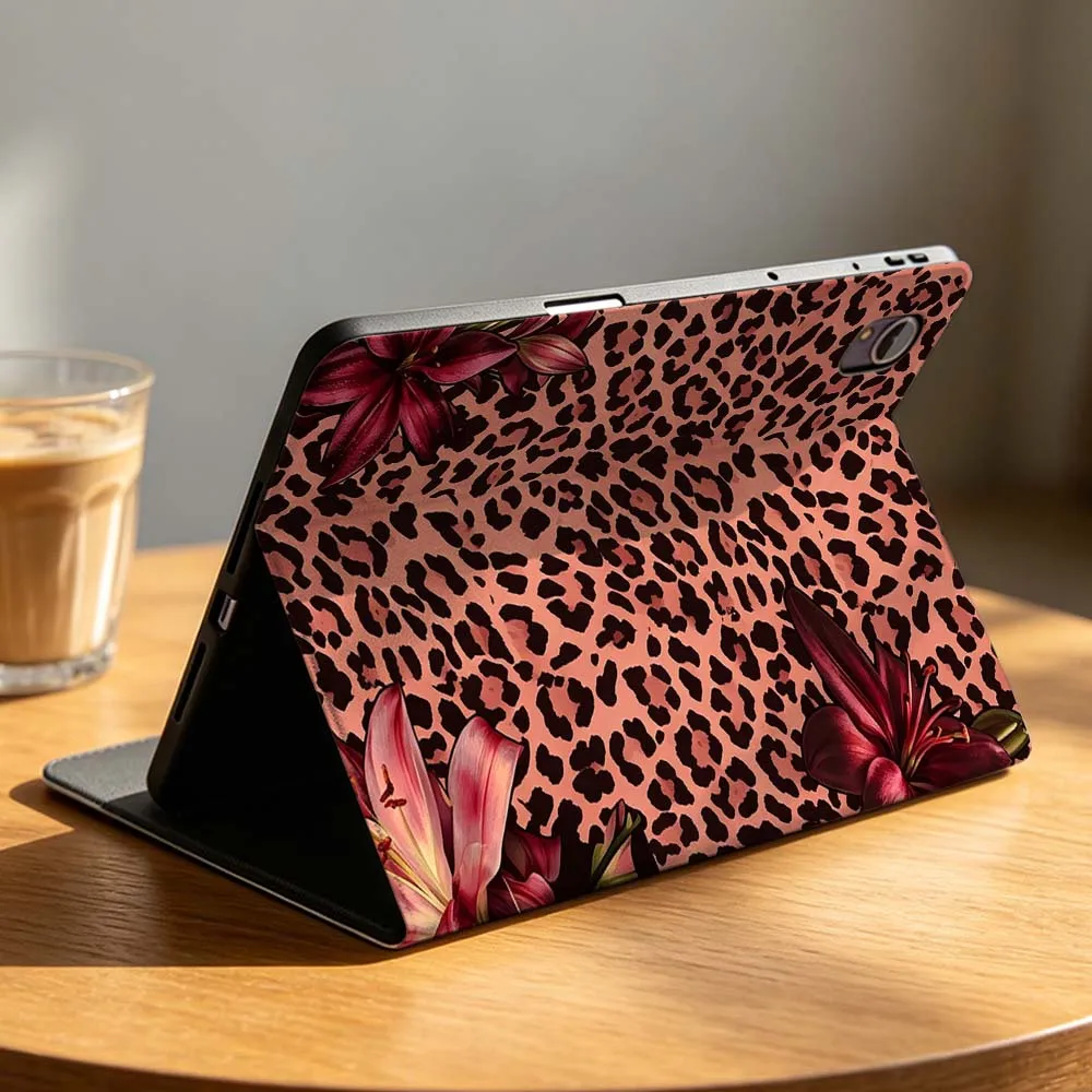 Leopard Print Flowers Case For Huawei Matepad M6 10.8 11 11.5S Pro Air SE Honor Tab 8 9 10 V9 X8 X9 X10 Magic Pad GT 2 3 Tablet