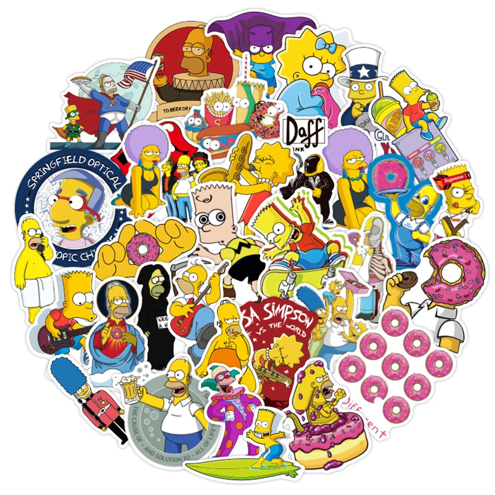 10/30/50pcs Funny Anime Cartoon Simpson Graffiti Stickers Skateboard Guitar Suitcase Bike Laptop Car Waterproof Sticker Kids Toy