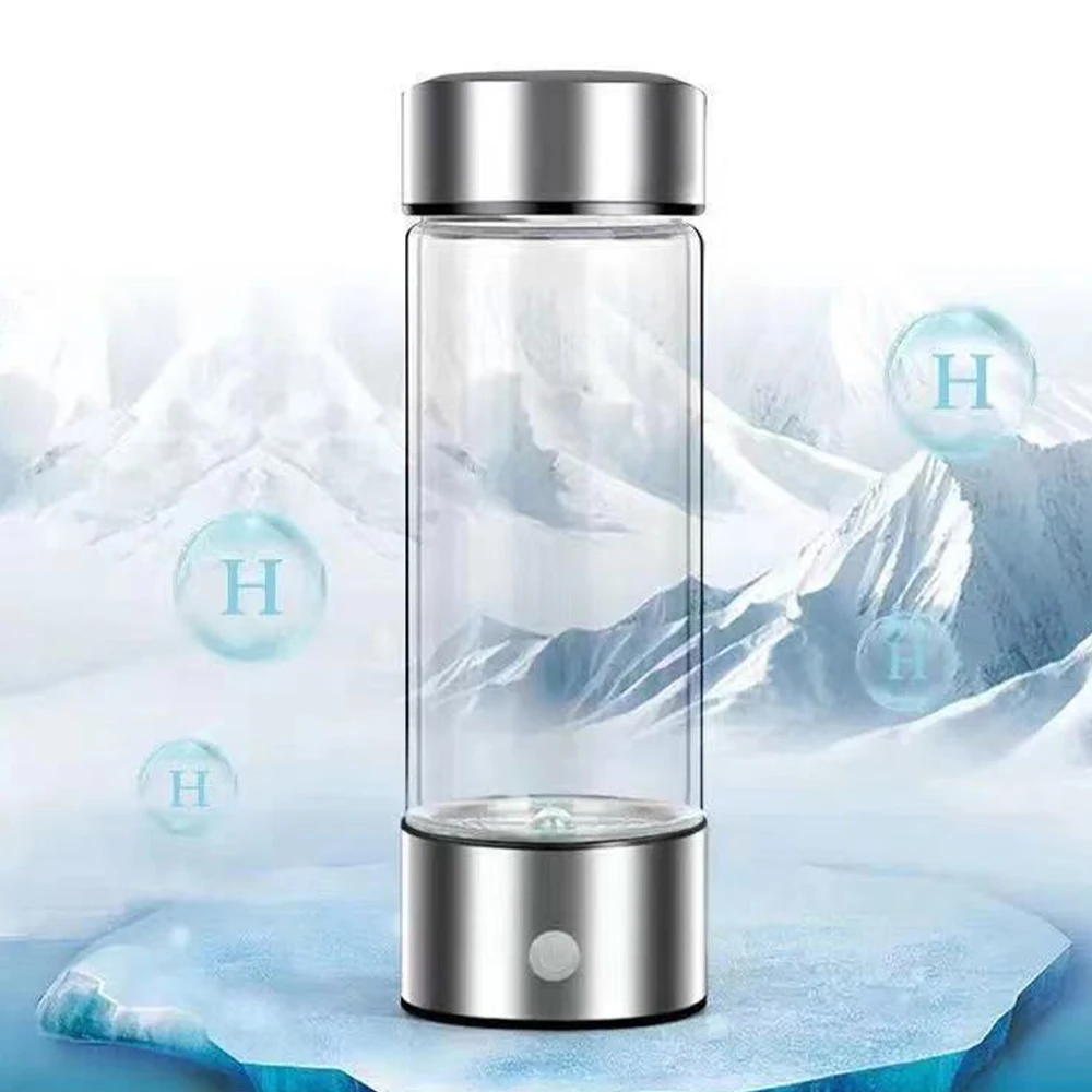 420ML Hydrogen Rich Water Glass Health Bottle Hydrogen Water Generator Bottle Ionizer Machine Water Glass for Home Office Travel