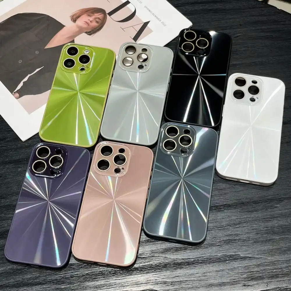 Ins Fashion Solid Color Laser Phone Case for IPhone 11 12 13 14 15 Pro Max Hot Sale Soft Anti-fall Protective Back Cover