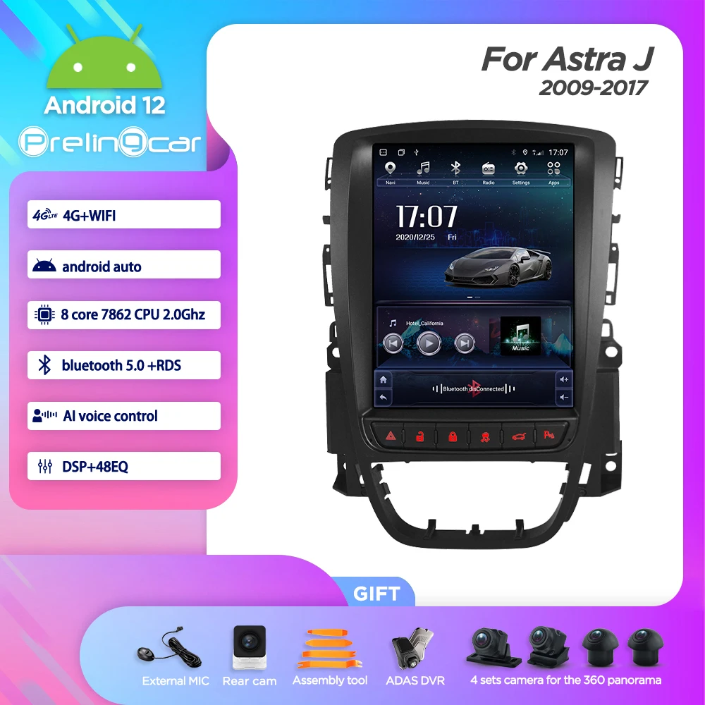 Android 12.0 Car Radio For Opel Astra J 2009-2017 Years Player Multimedia Video 2Din 4G WIFI Carplay Head Unit